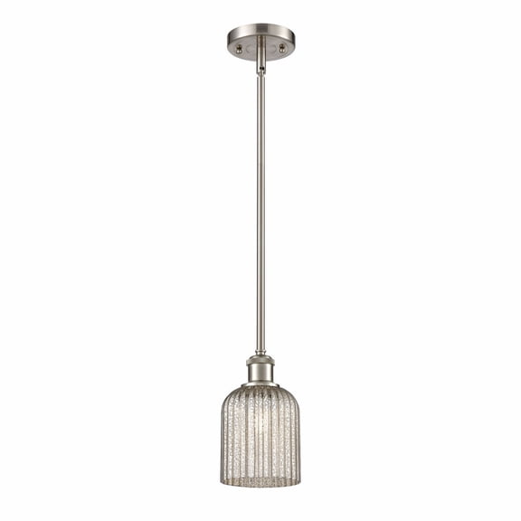 516-1S-SN-G559-5ME Innovations Lighting Bridal Veil - 1 Light Stem Hung Mini Pendant-9 Inch Tall and 5 Inch Wide-Satin Nickel Finish-Mercury Glass