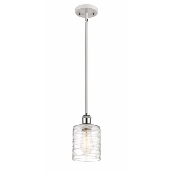 516-1S-WPC-G1113-LED-Innovations Lighting-Cobbleskill - 1 Light Mini Pendant In Art Nouveau Style-8 Inches Tall and 5 Inches Wide White/Polished