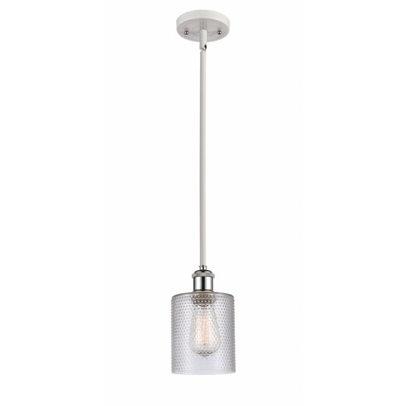 516-1S-WPC-G112-Innovations Lighting-Cobbleskill - 1 Light Mini Pendant In Industrial Style-8 Inches Tall and 5 Inches Wide-White/Polished Chrome