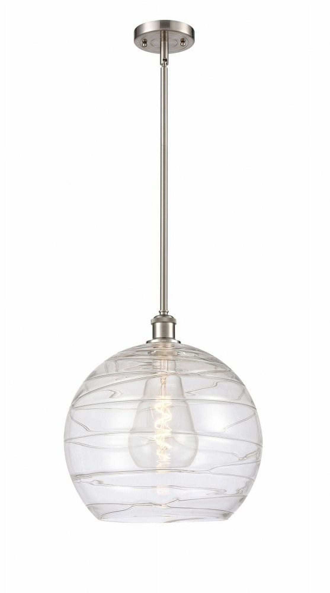 Athens Deco Swirl 14" Globe Pendant in Brushed Satin Nickel