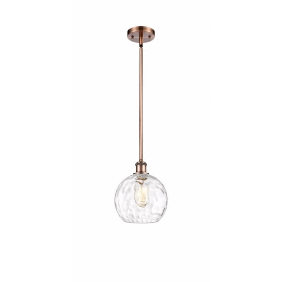 516-1S-WPC-G1215-8 Innovations Lighting Athens Water Glass 1 Light 8" Mini Pendant Antique Copper