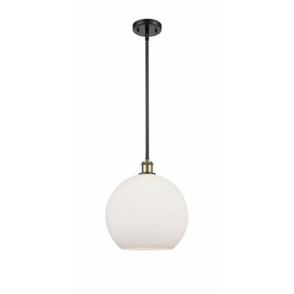 516-1S-WPC-G124-12 Innovations Lighting Athens 1 Light 12" Mini Pendant Matte White/Black Antique Brass