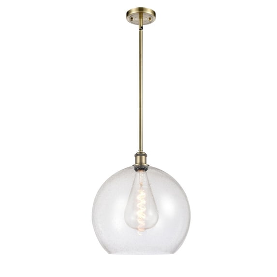 516-1S-AB-G124-14 Innovations Lighting Athens - 1 Light Pendant In Industrial Style-16.38 Inches Tall and 13.75 Inches Wide-Antique Brass Finish-Seedy
