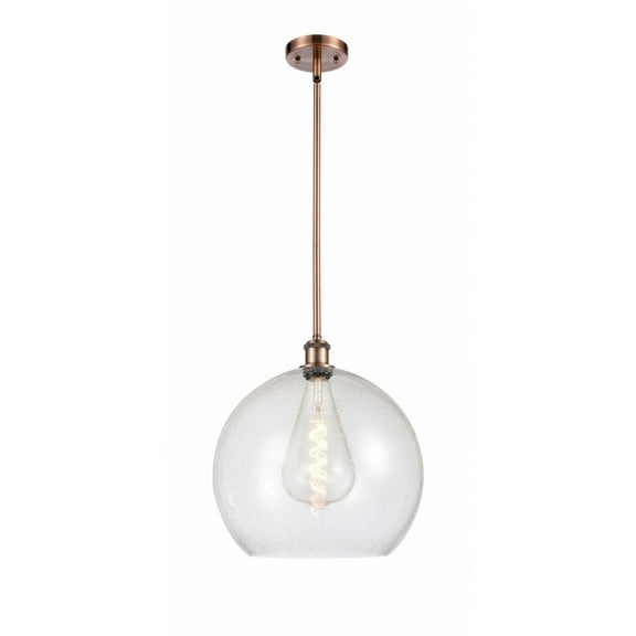 516-1S-WPC-G124-14 Innovations Lighting Athens 1 Light 14" Pendant Antique Copper/Seedy