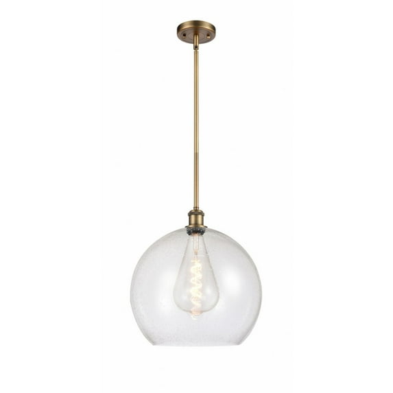 516-1S-WPC-G124-14 Innovations Lighting Athens 1 Light 14" Pendant Brushed Brass/Seedy