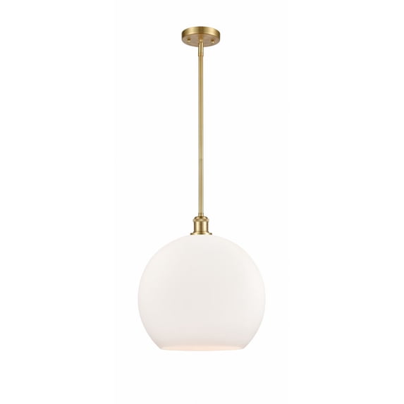 516-1S-WPC-G124-14 Innovations Lighting Athens 1 Light 14" Pendant Satin Gold/Matte White