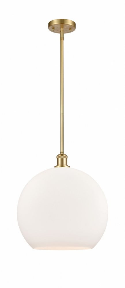 Athena Mini 14" Pendant in Satin Gold with Matte White Glass