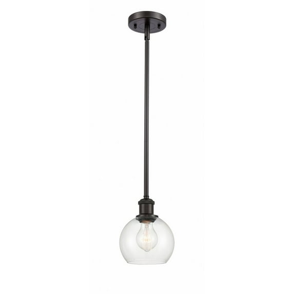 516-1S-WPC-G124-6 Innovations Lighting Athens 1 Light 6" Mini Pendant Clear/Oil Rubbed Bronze