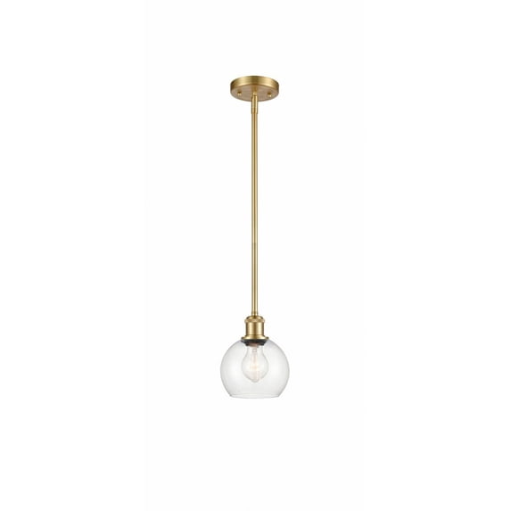 516-1S-WPC-G124-6 Innovations Lighting Athens 1 Light 6" Mini Pendant Clear/Satin Gold