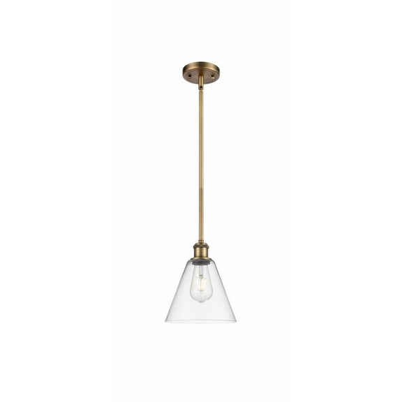 516-1S-WPC-GBC-84 Innovations Lighting Berkshire 1 Light 8" Mini Pendant Clear/Brushed Brass