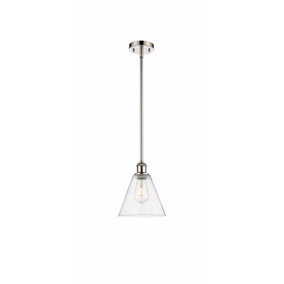 516-1S-WPC-GBC-84 Innovations Lighting Berkshire 1 Light 8" Mini Pendant Polished Nickel/Seedy