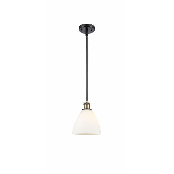 516-1S-WPC-GBD-751 Innovations Lighting Bristol Glass 1 Light 8" Mini Pendant Black Antique Brass/Matte White