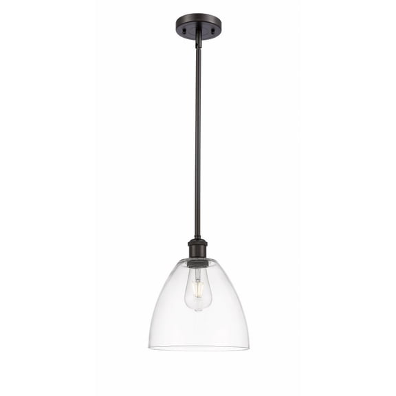 516-1S-WPC-GBD-92 Innovations Lighting Bristol Glass 1 Light 9" Mini Pendant Clear/Oil Rubbed Bronze