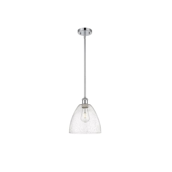 516-1S-WPC-GBD-92 Innovations Lighting Bristol Glass 1 Light 9" Mini Pendant Polished Chrome/Seedy