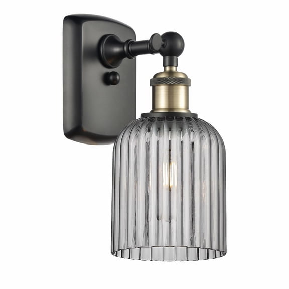 516-1W-BAB-G559-5SM Innovations Lighting Bridal Veil - 1 Light Wall Sconce-10 Inch Tall and 5 Inch Wide-Black Antique Brass Finish-Light Smoke Glass
