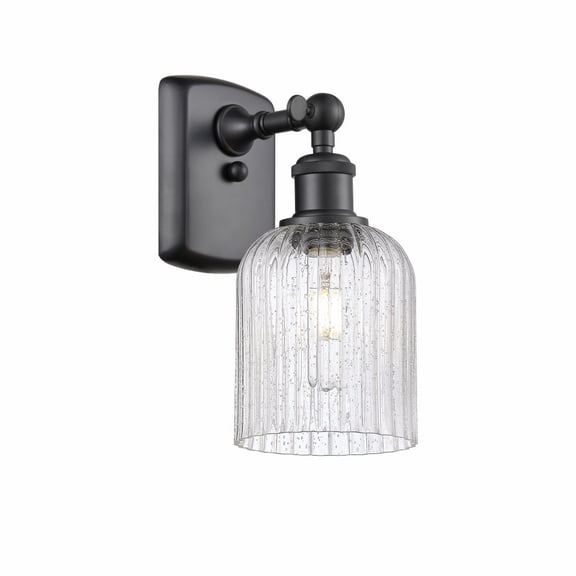 516-1W-BK-G559-5SDY Innovations Lighting Bridal Veil - 1 Light Wall Sconce-10 Inch Tall and 5 Inch Wide-Matte Black Finish-Seedy Glass Color