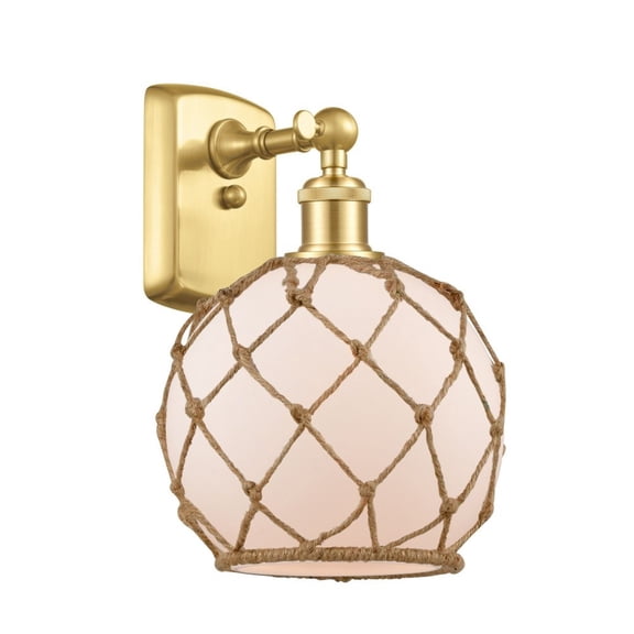 516-1W-SG-G121-8RB-LED-Innovations Lighting-Farmhouse Rope-3.5W 1 LED Wall Sconce in Industrial Style-8 Inches Wide by 13 Inches High Satin Gold