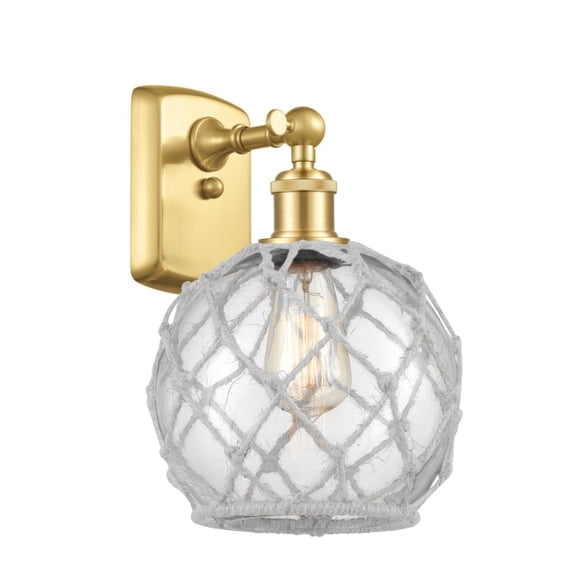 516-1W-SG-G122-8RW-LED-Innovations Lighting-Farmhouse Rope-3.5W 1 LED Wall Sconce in Industrial Style-8 Inches Wide by 13 Inches High Satin Gold