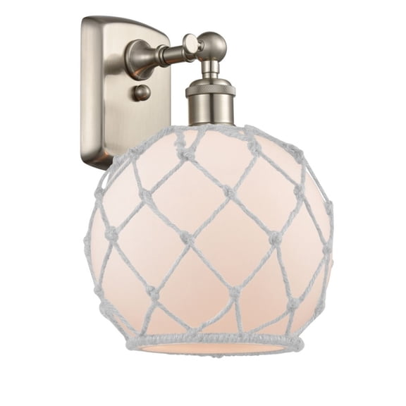 516-1W-SN-G121-8RW-LED-Innovations Lighting-Farmhouse Rope-3.5W 1 LED Wall Sconce in Industrial Style-8 Inches Wide by 13 Inches High Brushed Satin