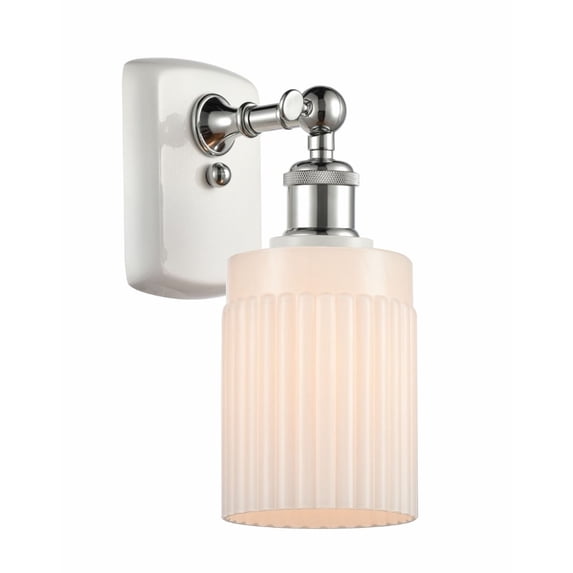 516-1W-WPC-G341-LED-Innovations Lighting-Hadley-3.5W 1 LED Wall Sconce in Art Nouveau Style-4.5 Inches Wide by 9 Inches High White/Polished Chrome