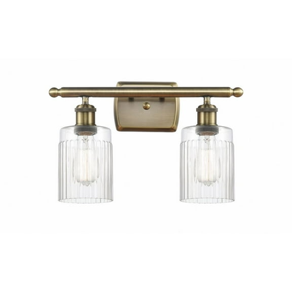 516-2W-AB-G342-Innovations Lighting-Hadley - 2 Light Bath Vanity In Art Deco Style-9 Inches Tall and 16 Inches Wide-Antique Brass Finish-Clear Glass