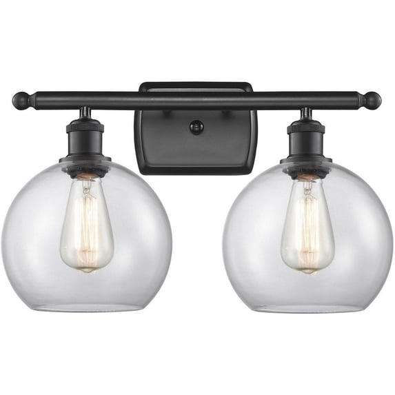516-2W-AC-G124-Innovations Lighting-Athens-2 Light Bath Vanity in Industrial Style-16 Inches Wide by 13 Inches High Antique Copper Finish with Seedy