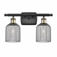 thumbnail image 1 of 516-2W-BAB-G559-5SM Innovations Lighting Bridal Veil - 2 Light Bath Vanity-10 Inch Tall and 15 Inch Wide-Black Antique Brass Finish-Light Smoke Glass, 1 of 2