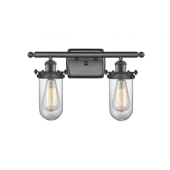 516-2W-BK-232-CL-LED-Innovations Lighting-Kingsbury-7W 2 LED Bath Vanity in Industrial Style-16 Inches Wide by 12.5 Inches High Matte Black Finish