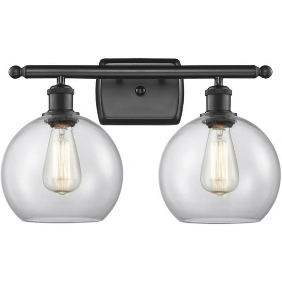 516-2W-BK-G121-LED-Innovations Lighting-Athens-7W 2 LED Bath Vanity in Industrial Style-16 Inches Wide by 13 Inches High Matte Black Finish with