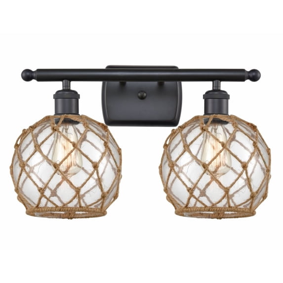 516-2W-BK-G122-8RB-LED-Innovations Lighting-Farmhouse Rope-7W 2 LED Bath Vanity in Industrial Style-16 Inches Wide by 13 Inches High