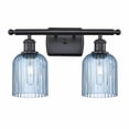 thumbnail image 1 of 516-2W-BK-G559-5BL Innovations Lighting Bridal Veil - 2 Light Bath Vanity-10 Inch Tall and 15 Inch Wide-Matte Black Finish-Princess Blue Glass Color, 1 of 3