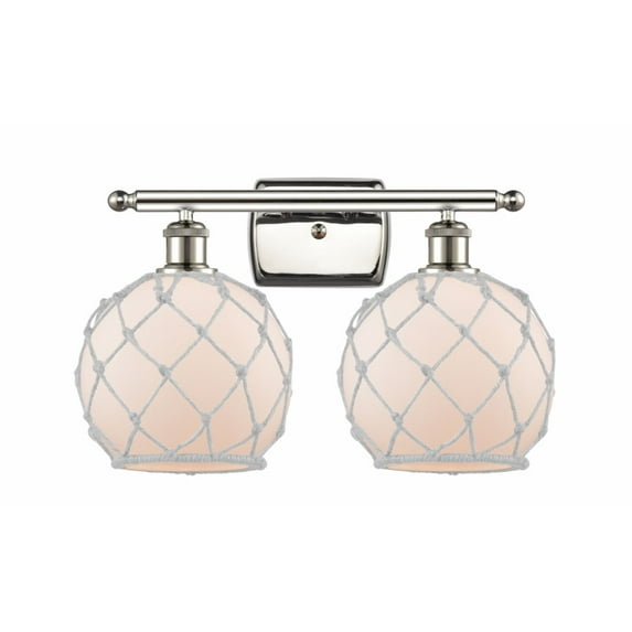 516-2W-PN-G121-8RW-LED-Innovations Lighting-Farmhouse Rope - 16 Inch 7W 2 LED Bath Vanity Polished