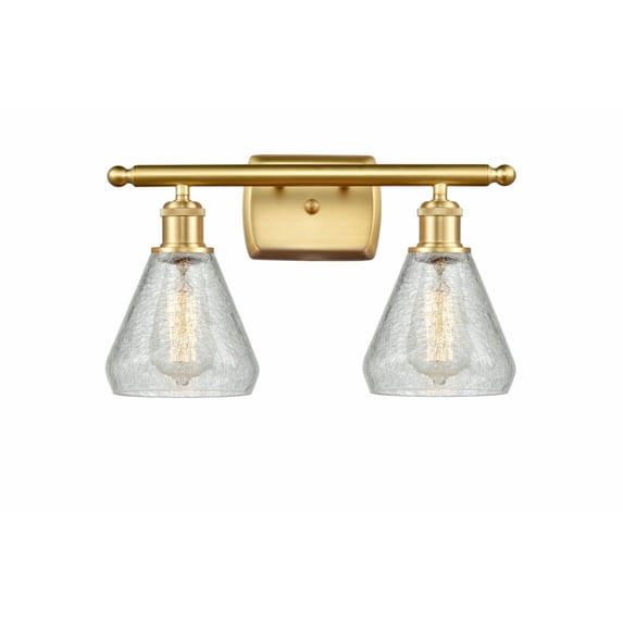 516-2W-SG-G275-LED-Innovations Lighting-Conesus - 16 Inch 7W 2 LED Bath Vanity Satin Gold Finish