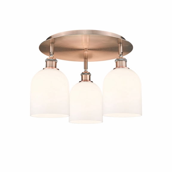 516-3C-AC-G558-6GWH Innovations Lighting Bella - 3 Light Flush Mount In Industrial Style-10.5 Inches Tall and 17.25 Inches Wide-Antique Copper