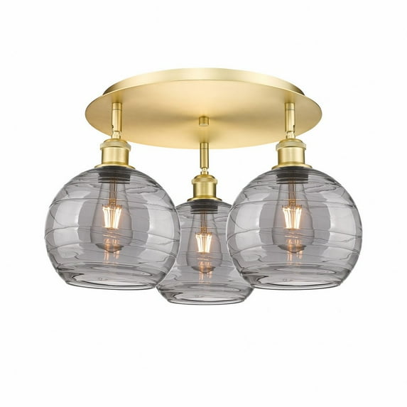 Innovations Lighting - Athens Deco Swirl - 3 Light Flush Mount In Industrial