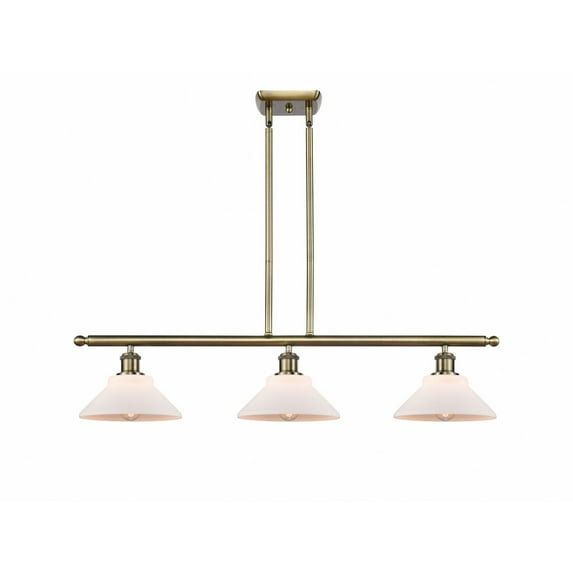 516-3I-AB-G131-Innovations Lighting-Orwell - 3 Light Stem Hung Island In Industrial Style-9 Inches Tall and 36 Inches Wide-Antique Brass Finish-Matte