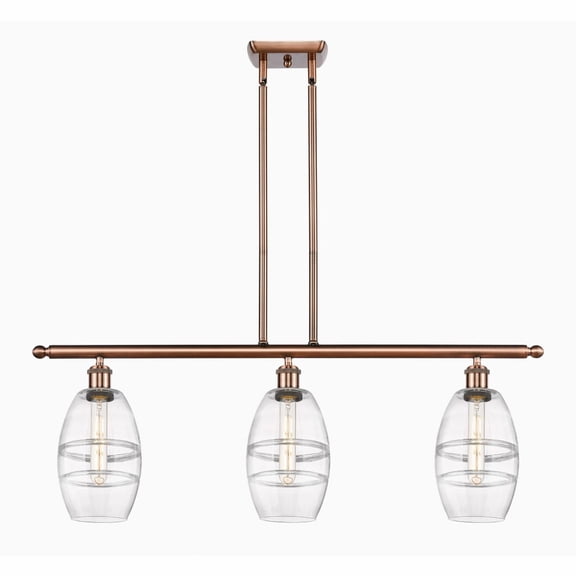 516-3I-AC-G557-6CL-Innovations Lighting-Vaz - 3 Light Stem Hung Island In Industrial Style-8.63 Inches Tall and 36 Inches Wide-Antique Copper