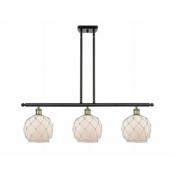 516-3I-BAB-G121-8RW Innovations Lighting Farmhouse Rope - 3 Light Island In Industrial Style-11 Inches Tall and 36 Inches Wide-Black Antique Brass