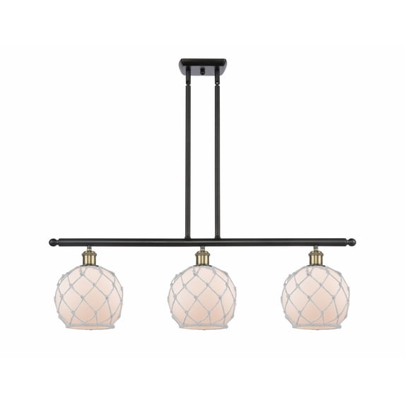 516-3I-BAB-G121-8RW Innovations Lighting Farmhouse Rope - 3 Light Island In Industrial Style-11 Inches Tall and 36 Inches Wide-Black Antique Brass