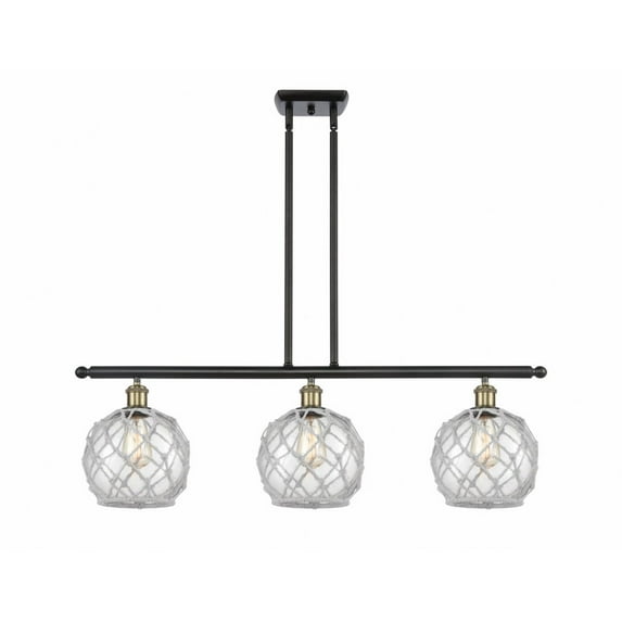 516-3I-BAB-G122-8RW Innovations Lighting Farmhouse Rope - 3 Light Island In Industrial Style-11 Inches Tall and 36 Inches Wide-Black Antique Brass
