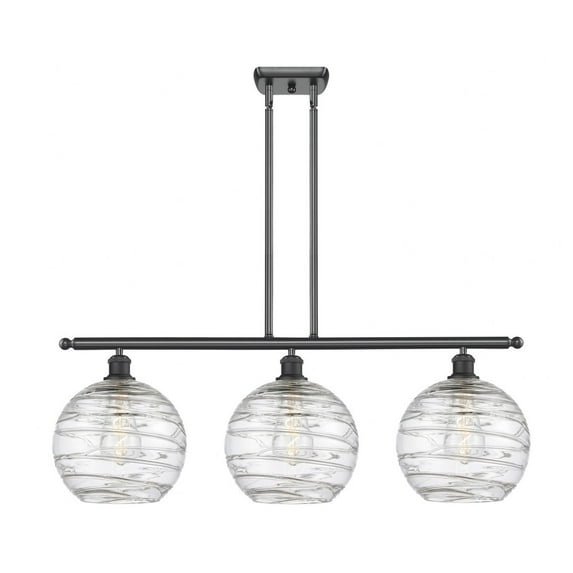 516-3I-BK-G1213-10-LED-Innovations Lighting-Athens - 3 Light Island In Industrial Style-12.88 Inches Tall and 36.5 Inches Wide Matte Black LED