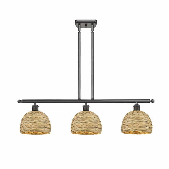 Innovations Lighting - Woven Ratan - 3 Light Island In Farmhouse Style-10.5