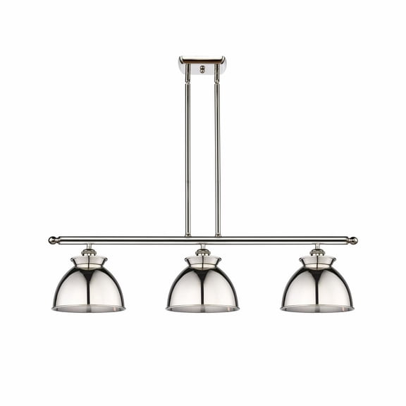 516-3I-PN-M14-PN-Innovations Lighting-Adirondack - 3 Light Stem Hung Island In Art Deco Style-11 Inches Tall and 36 Inches Wide-Polished Nickel Finish