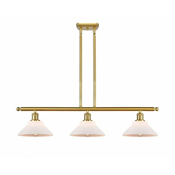 516-3I-SG-G131 Innovations Lighting Orwell - 3 Light Stem Hung Island In Industrial Style-9 Inches Tall and 36 Inches Wide-Satin Gold Finish-Matte