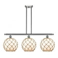 thumbnail image 1 of 516-3I-SN-G121-10RB Innovations Lighting Farmhouse Rope - 3 Light Island In Industrial Style-13 Inches Tall and 36 Inches Wide-Brushed Satin Nickel, 1 of 2