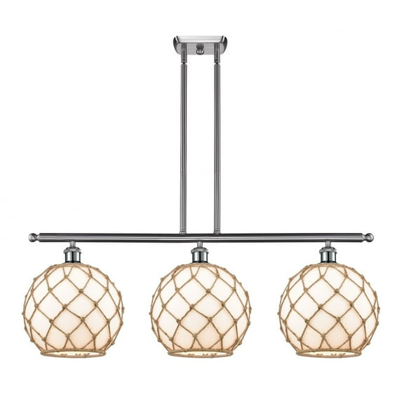 516-3I-SN-G121-10RB Innovations Lighting Farmhouse Rope - 3 Light Island In Industrial Style-13 Inches Tall and 36 Inches Wide-Brushed Satin Nickel