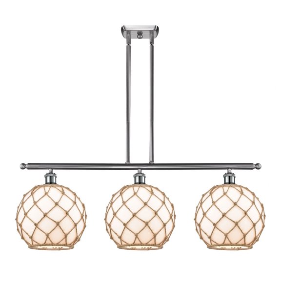 516-3I-SN-G121-10RB Innovations Lighting Farmhouse Rope - 3 Light Island In Industrial Style-13 Inches Tall and 36 Inches Wide-Brushed Satin Nickel