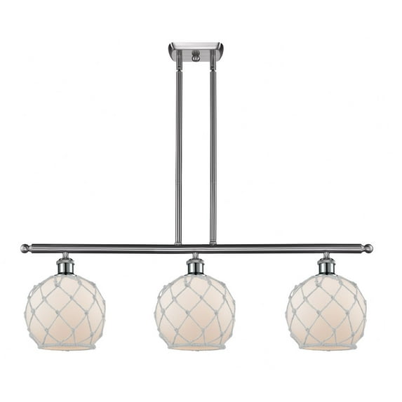 516-3I-SN-G121-8RW Innovations Lighting Farmhouse Rope - 3 Light Island In Industrial Style-11 Inches Tall and 36 Inches Wide-Brushed Satin Nickel