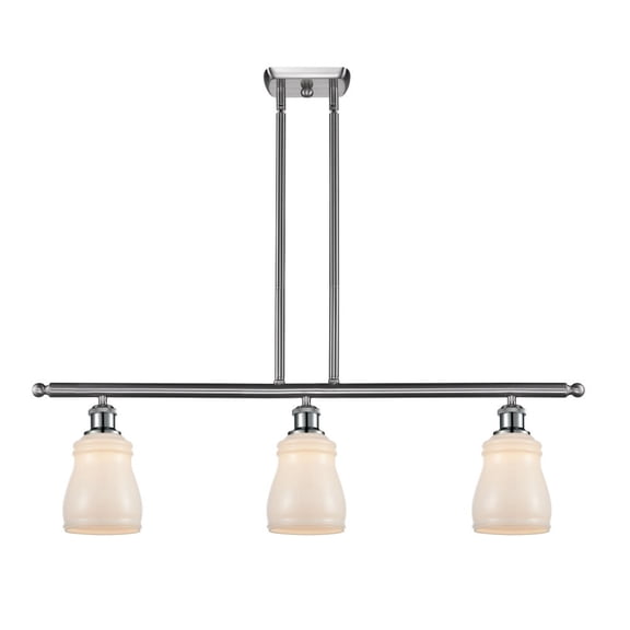 516-3I-SN-G391-Innovations Lighting-Ellery-3 Light Island in Nautiical Style-36 Inches Wide by 10 Inches High Brushed Satin Nickel Finish with White