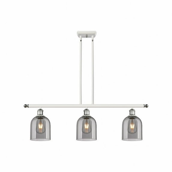 516-3I-WPC-G558-6SM-Innovations Lighting-Bella - 3 Light Stem Hung Island In Industrial Style-10 Inches Tall and 36 Inches Wide-White Polished Chrome